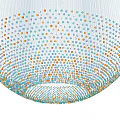 Colorful Beaded Chandelier with Blue Green Gold White Strings in Circular Design