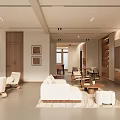 Modern Living Room Interior Design With White Sofa Wooden Elements Fireplace TV Wall And Rug