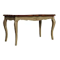 Vintage Style Dining Table With Dark Wooden Top And Light Carved Legs