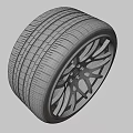 Black Car Tire With Stylish Alloy Rim And Spoke Design