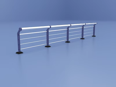 Modern Metal Guardrail with Multiple Posts and Horizontal Bars for Safety Protection 3d model