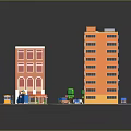 3D City Model With Colorful Buildings Hospital Vehicles Street And Trees