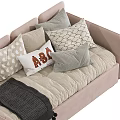 Stylish Pink And Green Sofa Bed Interior With Decorative Pillows And Soft Blankets