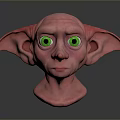 Game and Movie Character 3D Model with Pink Skin Large Ears and Green Eyes