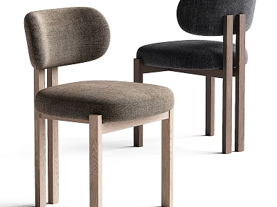 Modern Fabric Upholstered Accent Chairs With Wooden Frame And Neutral Dark Colors 3d model