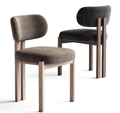 Modern Fabric Upholstered Accent Chairs With Wooden Frame And Neutral Dark Colors 3d model
