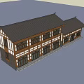 Traditional Chinese Wooden Architecture With Two Story Design Large Windows And Classic Eaves