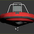 Red Inflatable Boat With Seats Console Gray Interior And Black Accents