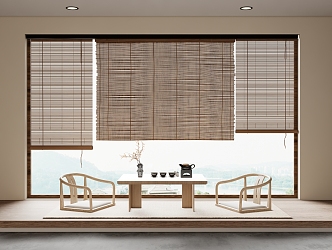 new bamboo curtain rolling curtain 3d model