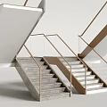 Modern Double Staircase Interior Design With Metal Railings And Concrete Steps