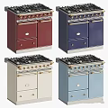 Elegant Cream Colored Kitchen Stove Oven With Gold Knobs Handles And Cabinet Doors