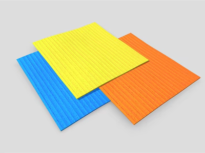 Colorful Striped Foam Floor Mats In Blue Yellow And Orange Surface Design 3d model