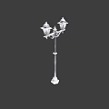 Vintage Street Lamp With Double Light Fixtures And Classic Metal Design