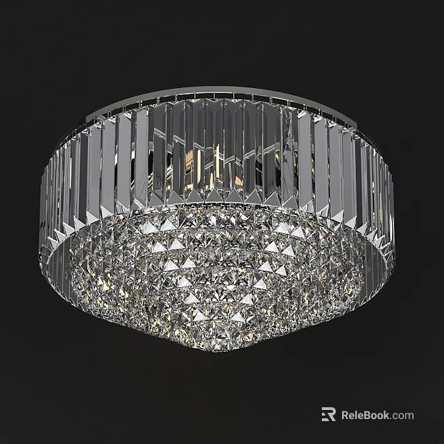 Crystal Flush Mount Ceiling Light With Sparkling Crystal Prisms For Modern Interior Decor 3d model
