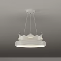 Modern White Ceiling Light With Crown Design Striped Lampshade And Transparent Balls
