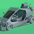 Futuristic Custom Car With Open Cockpit Grey Exterior And Roof Mounted Component