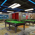 Modern Billiard Room Interior With Pool Tables And Stylish Lighting 3d model