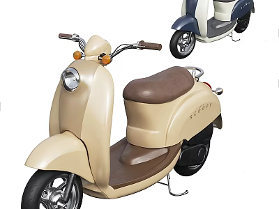 Vintage Scooters With Classic Design And Stylish Colors 3d model
