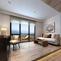 Hotel Room Interior With Comfortable Bed Bench Nightstand Wardrobe And Lighting 3d model