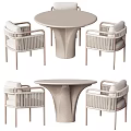 Modern Outdoor Table Set With Light Colored Woven Chairs For Patio Use 3d model