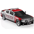 Sleek Red Black Police Car With POLICE Lettering And Emergency Lights