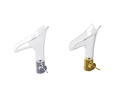 Modern Transparent Faucets With Stylish Silver Base And Gold Base Design 3d model