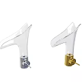 Modern Transparent Faucets With Stylish Silver Base And Gold Base Design