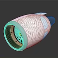Modern White Aerospace Engine With Turbine Blades For Space Propulsion