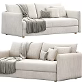 Light Gray Double Sofa With Throw Pillows And Cozy Blanket In Modern Design