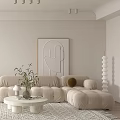 Minimalist Living Room Interior With Beige Sofa Coffee Table And Artwork
