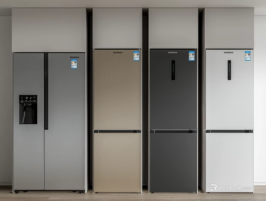 Different Style Refrigerators In Various Colors For Modern Home Kitchen 3d model