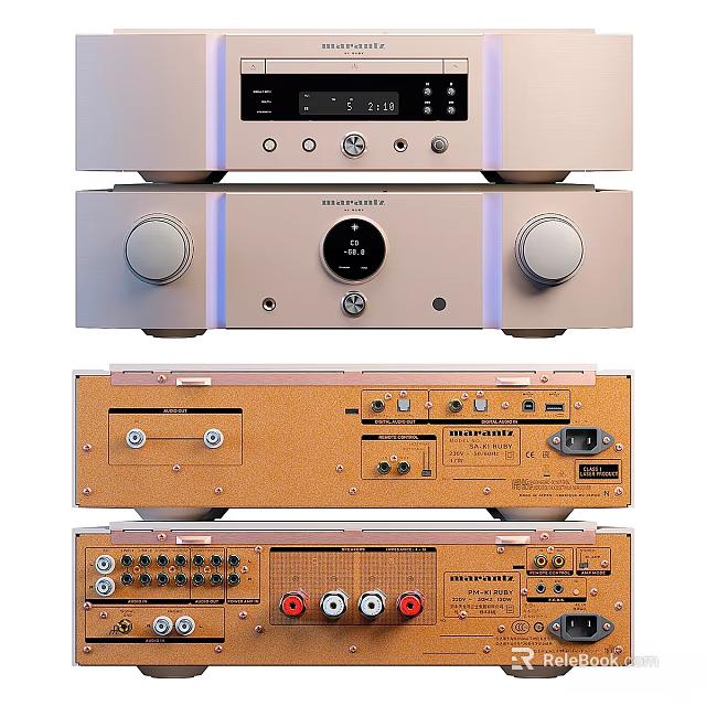 Pioneer Audio Amplifier Receiver Stacked Components With Front Panel And Rear Ports 3d model 
