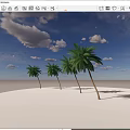 Tall Palm Trees Standing On Sandy Beach Under Blue Sky With White Clouds 3d model