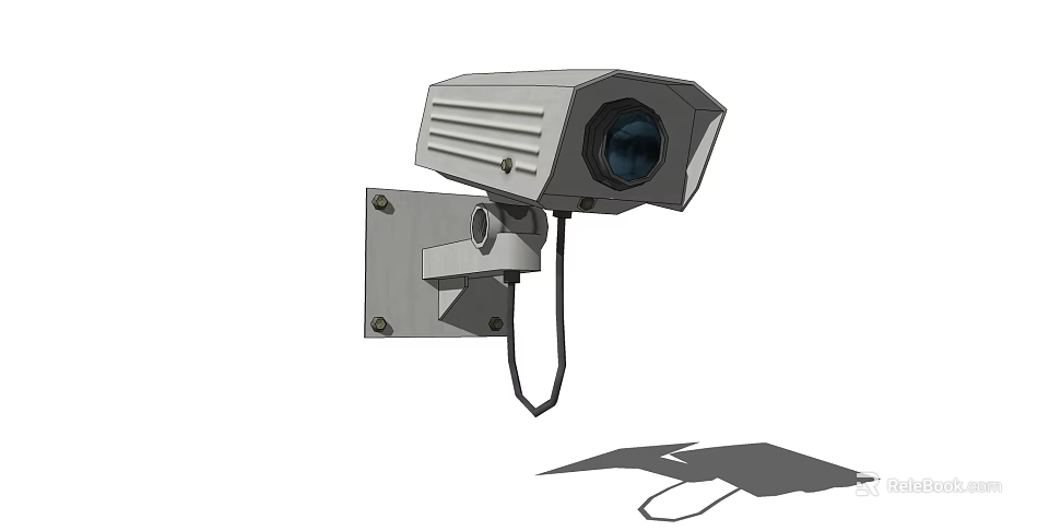 Wall Mounted Projection Monitoring Camera For Security Surveillance With Lens And Bracket 3d model 