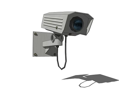 Wall Mounted Projection Monitoring Camera For Security Surveillance With Lens And Bracket 3d model