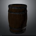 Rustic Wooden Barrel With Metal Hoops And Distressed Wood Texture