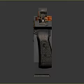 Assault Rifle Featuring Orange Body Wooden Stock On Dark Reflective Background