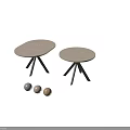 Modern Round Tables With Light Colored Tabletop And Black Tripod Legs 3d model