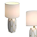 Geometric Table Lamp With Gold Accent And White Shade Modern Design 3d model