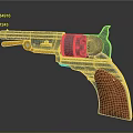 Vintage Revolver With Metal Cylinder Wooden Grip Silver Brown Finish Classic Design On Black Background