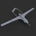 Gray Unmanned Fighter Jet With Long Wings And Underwing Payloads On Dark Background
