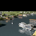 Aerial Planning of Green Spaces Farmland and Rivers with Building Layout Design