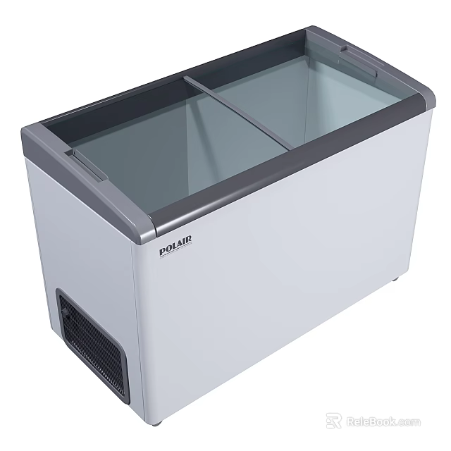 White Chest Freezer with Transparent Double Lid and Efficient Cooling System 3d model 