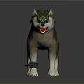 Game Movie Wolf Character With Green Mane Brown White Fur Open Mouth Fierce Expression