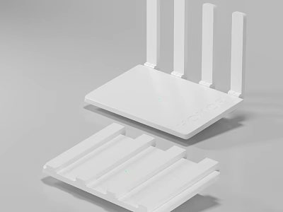 White Wireless Router As Daily Electrical Appliance With Multiple Antennas And Modern Design 3d model