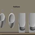 Poliform Modern Urinals Design On Beige Wall With Wooden Floor