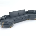 Gray Sectional Sofa With Curved Design Gold Legs And Comfortable Pillows 3d model