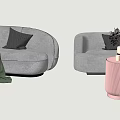 Modern Multiplayer Sofa Shaped Sofa Coffee Table Combination 3d model