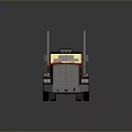 Red Truck Cab With Black Exhaust Pipes And Cartoon Style Design
