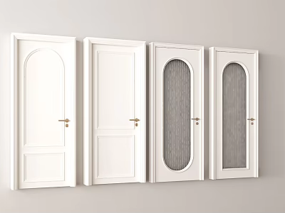 White Sliding Doors with Arch Top Flat Panel and Screen Mesh Design Variations 3d model